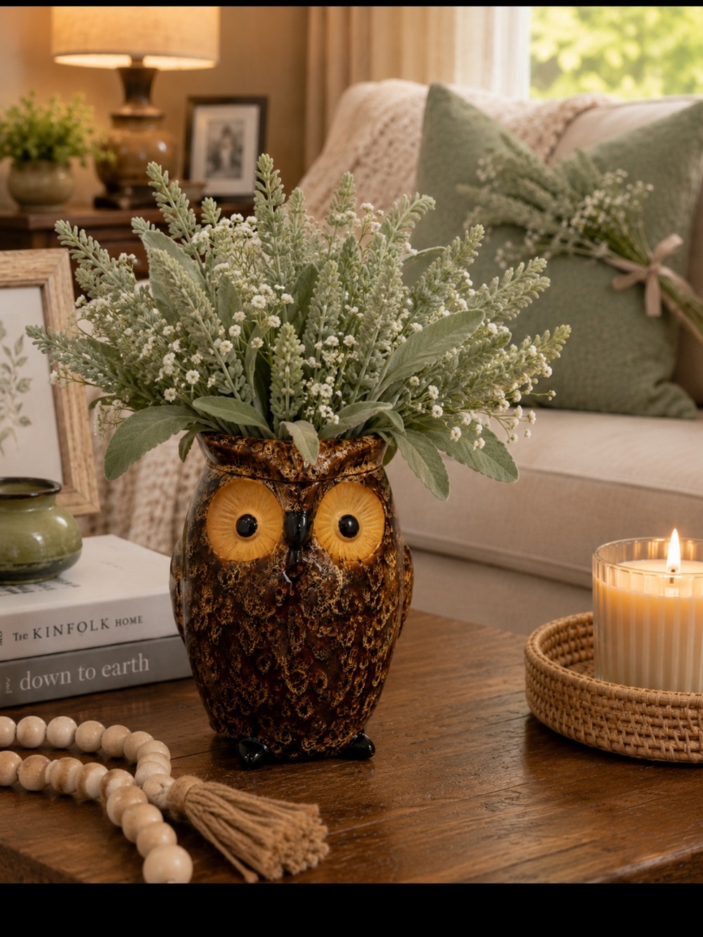 Great Horned Owl Vase Porcelian Ceramic Figurine Vtge Collectible